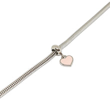 ESBL 7937: Adjustable Steel Bracelet w/ Pink Heart Charm