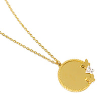 ESN 7953: All IPG 22cm Circle w/ Butterflies Necklace w/ Free Face Engrave (18