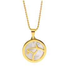 ESN 7962: All IPG Mop Taurus Zodiac Necklace w/ 18