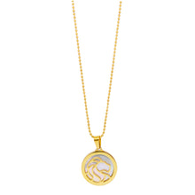 ESN 7963: All IPG Mop Leo Zodiac Necklace w/ 18