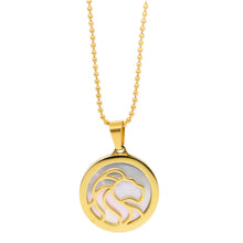 ESN 7963: All IPG Mop Leo Zodiac Necklace w/ 18