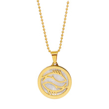 ESN 7964: All IPG Mop Pisces Zodiac Necklace w/ 18