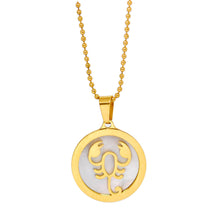 ESN 7967: All IPG Mop Scorpion Zodiac Necklace w/ 18