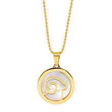 ESN 7969: All IPG Mop Aries Zodiac Necklace w/ 18
