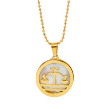 ESN 7973: All IPG Mop Libra Zodiac Necklace w/ 18