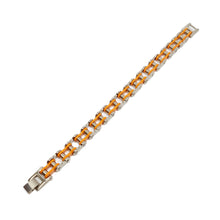 ESBL 7974: Bicycle Chain Bracelet w/ Orange Accents