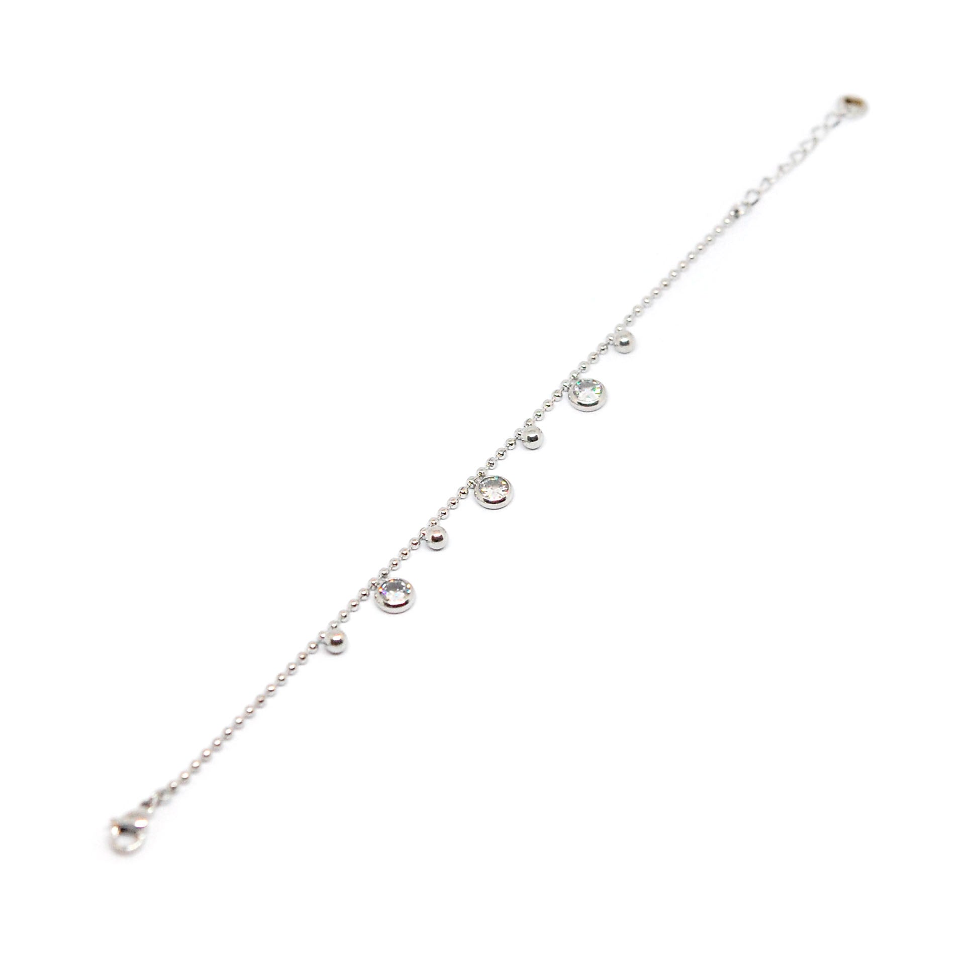 ESBL 8041: S/S Dainty 3x Enc Cz + 2x Steel Ball Blet