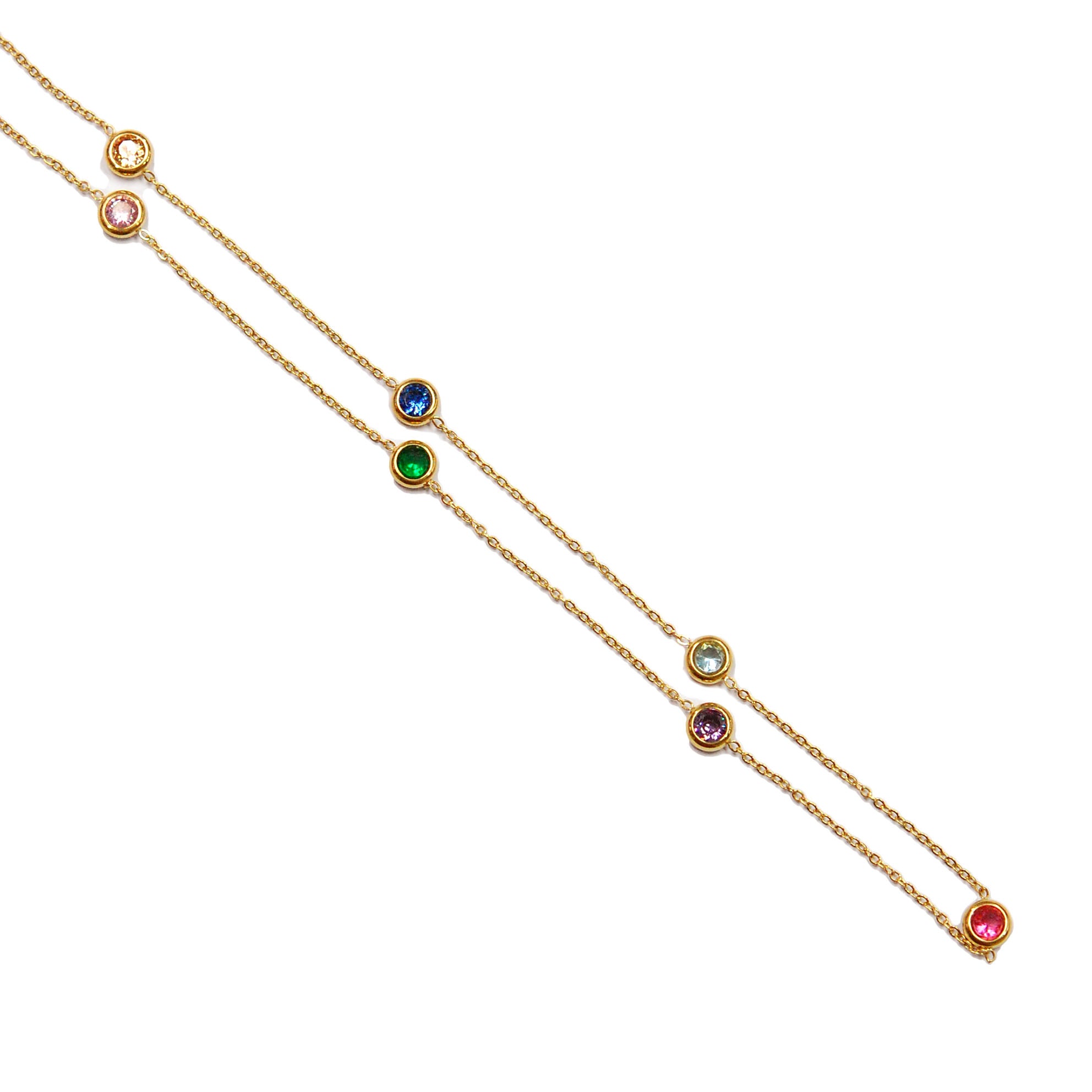 ESN 8043: All IPG Enclosed Multi-Color Cz Necklace (18"+2")