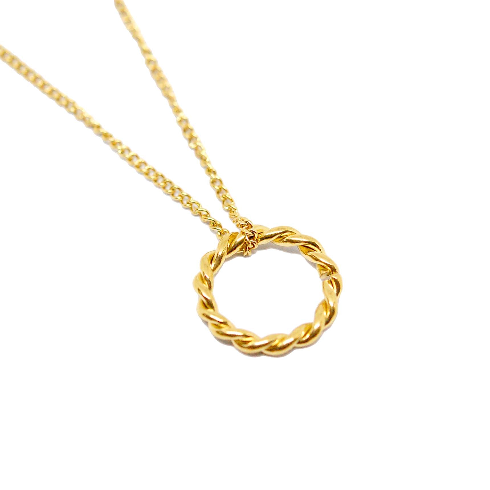 ESN 8069: All IPG 13mm Twisted Circle Outline Necklace w/ Tightly Wound 16"+2" Chain