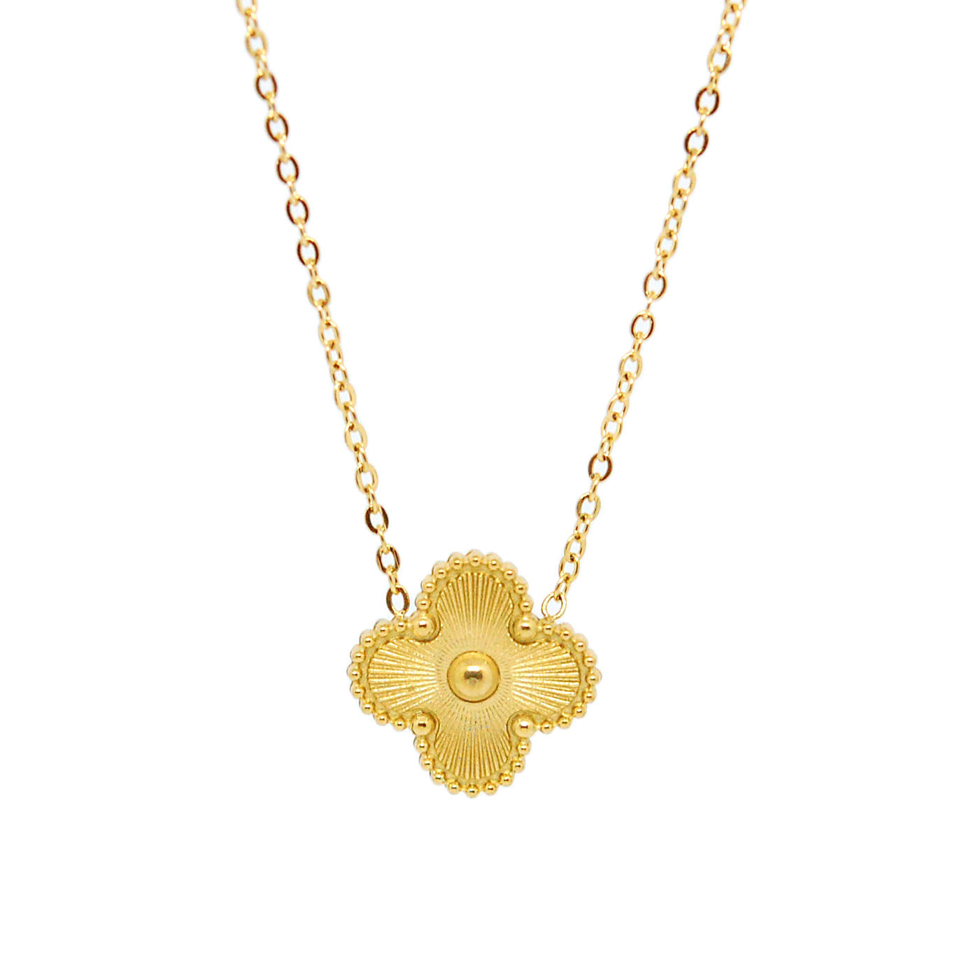 ESN 8070: All IPG Intricate Lucky Flower 19" Necklace