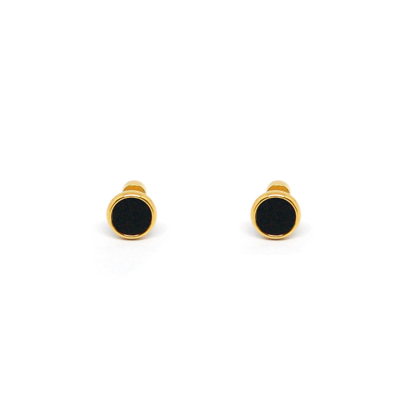ESE 8078: All IPG Enclosed 6mm Black Studs w/ Baby Safe Chapita