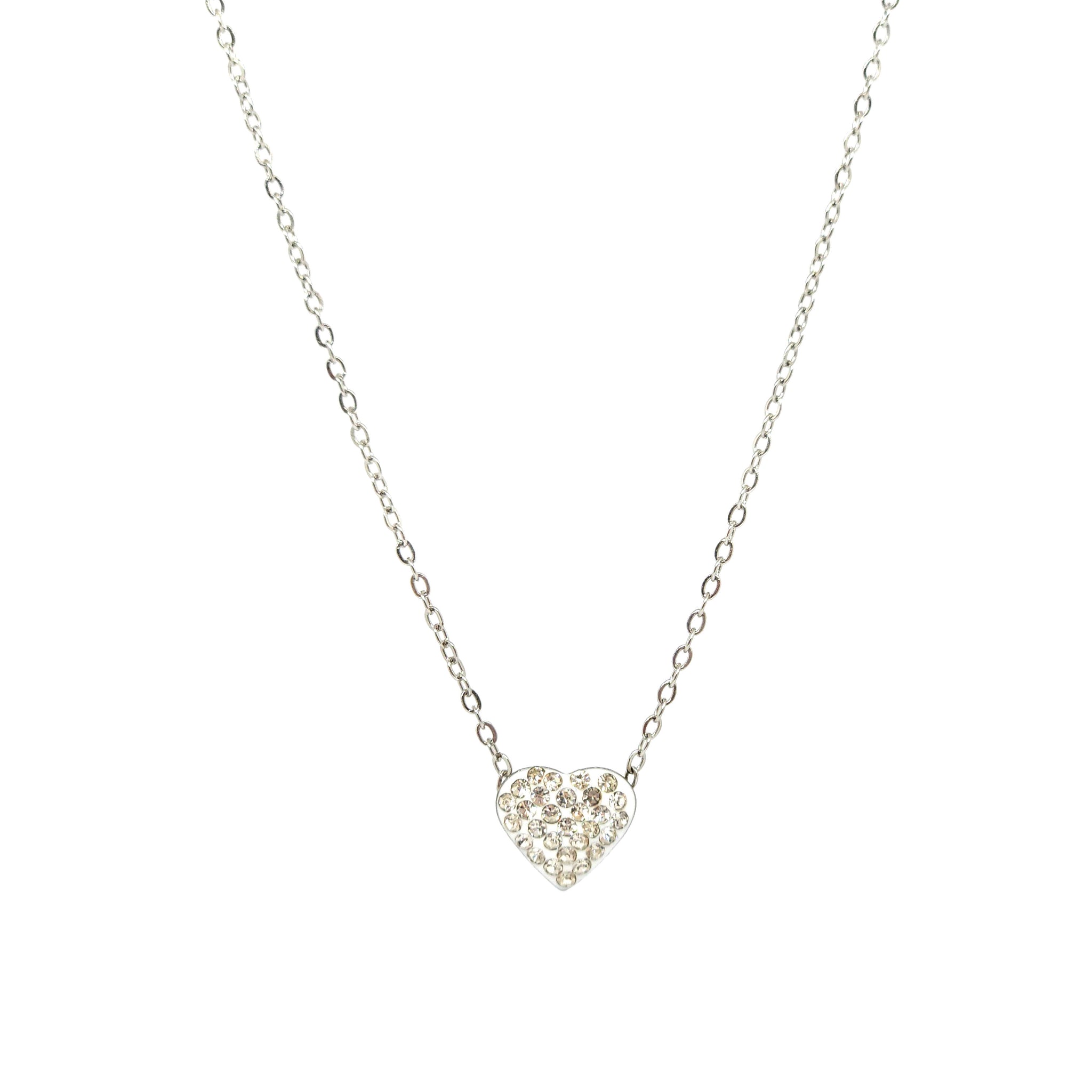 ESN 8143: Cz-Studded Baby Heart Necklace (17"+2" )
