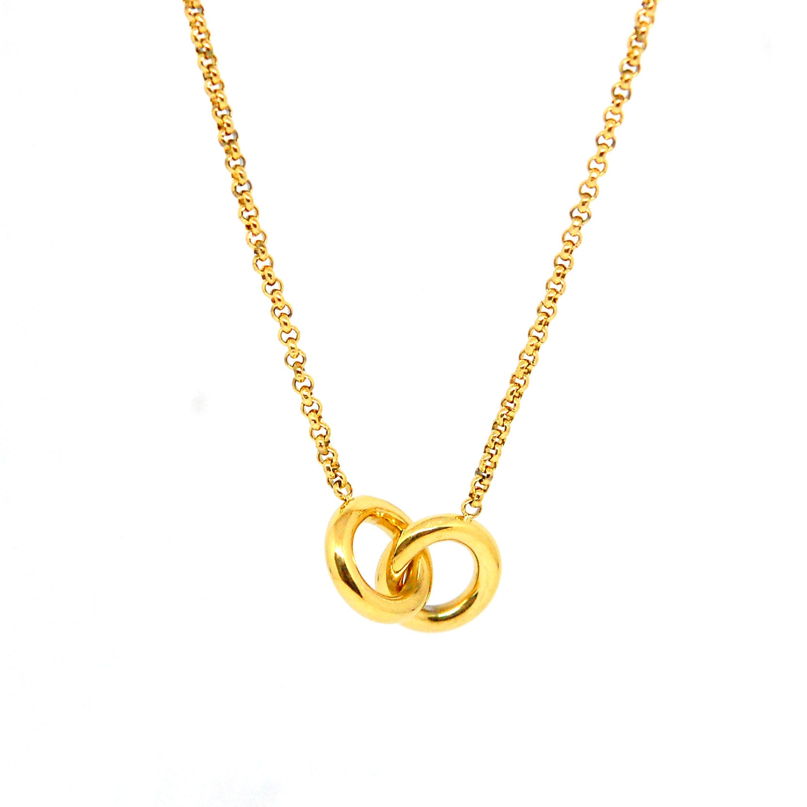 ESN 8146: All IPG Infinity Double Circle Necklace (16"+2" )