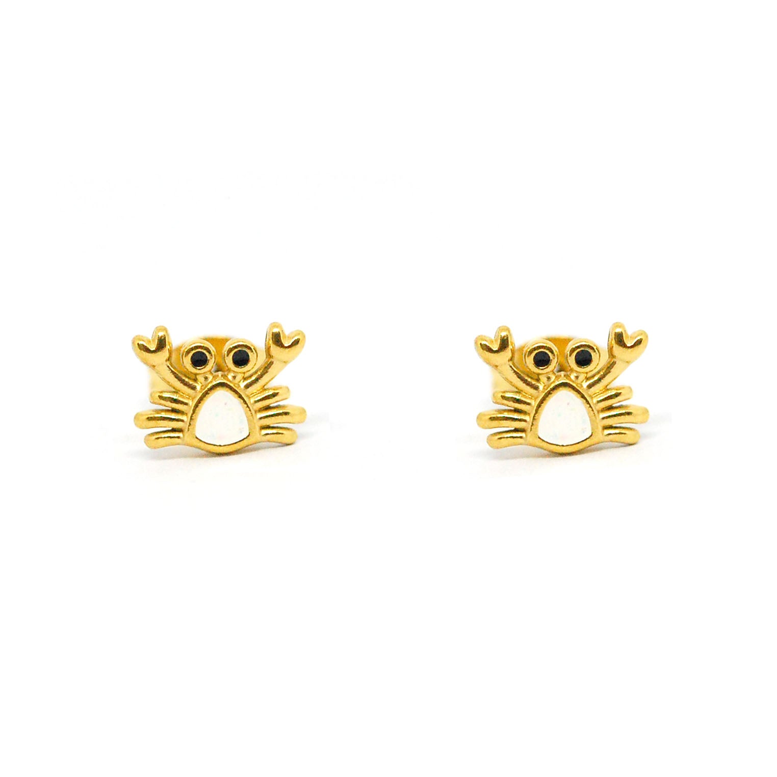 ESE 8147: All IPG Baby Crab w/ Mop Ctr Stud Earrings