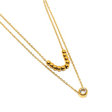ESN 8171: Jessica All IPG 9-Ball & Enclosed Cz Double Necklace