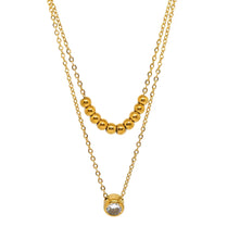 ESN 8171: Jessica All IPG 9-Ball & Enclosed Cz Double Necklace