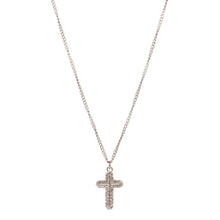 ESN 8184: Double Cz-Studded Cross Necklace w/ 45cm+5cm S/S Thin Ch