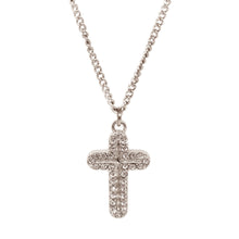 ESN 8184: Double Cz-Studded Cross Necklace w/ 45cm+5cm S/S Thin Ch