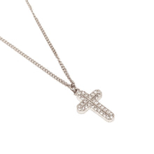 ESN 8184: Double Cz-Studded Cross Necklace w/ 45cm+5cm S/S Thin Ch