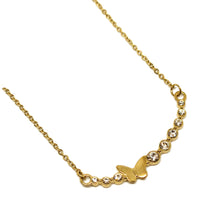 ESN 8195: All IPG Fly Away Cz-Studded Butterfly Necklace (45cm+5cm Ch)