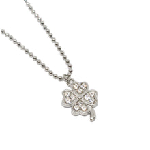 ESN 8196: Cz-Studded Four-Luck Clover Necklace (45cm+5cm Ch)