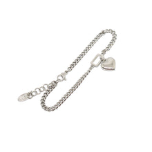 ESBL 8279: Glossy S/S Chain link Blet w/ Solid Heart Ctr Bracelet
