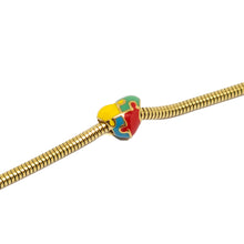 ESBL 8283: All IPG Adjustable Steel Blet w/ Multi-Color Jigsaw Heart Charm Bracelet