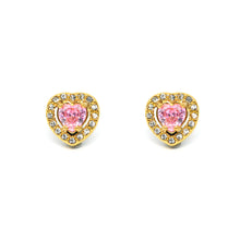ESE 8332: All IPG Enclosed Cz-Studded Baby Pink Heart Cz Earrings