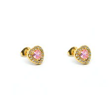 ESE 8332: All IPG Enclosed Cz-Studded Baby Pink Heart Cz Earrings