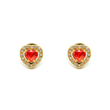 ESE 8334: All IPG Enclosed Cz-Studded Orange-Red Heart Cz Earrings