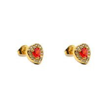 ESE 8334: All IPG Enclosed Cz-Studded Orange-Red Heart Cz Earrings