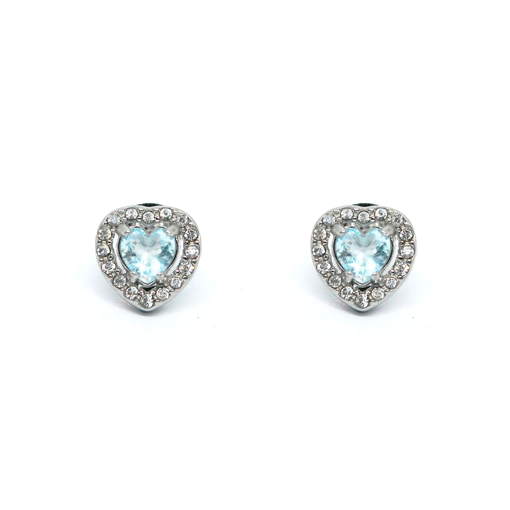 ESE 8335:  Enclosed Cz-Studded Light Sky Blue Heart Cz Earrings