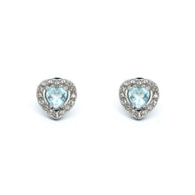 ESE 8335:  Enclosed Cz-Studded Light Sky Blue Heart Cz Earrings