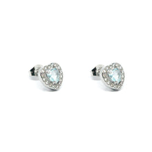 ESE 8335:  Enclosed Cz-Studded Light Sky Blue Heart Cz Earrings