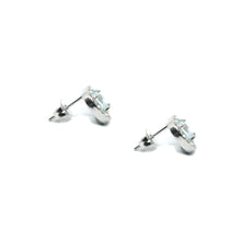ESE 8335:  Enclosed Cz-Studded Light Sky Blue Heart Cz Earrings