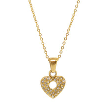 ESN 8356: All IPG Cz-Studded Heavy Heart Necklace (17.5
