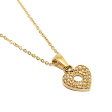 ESN 8356: All IPG Cz-Studded Heavy Heart Necklace (17.5