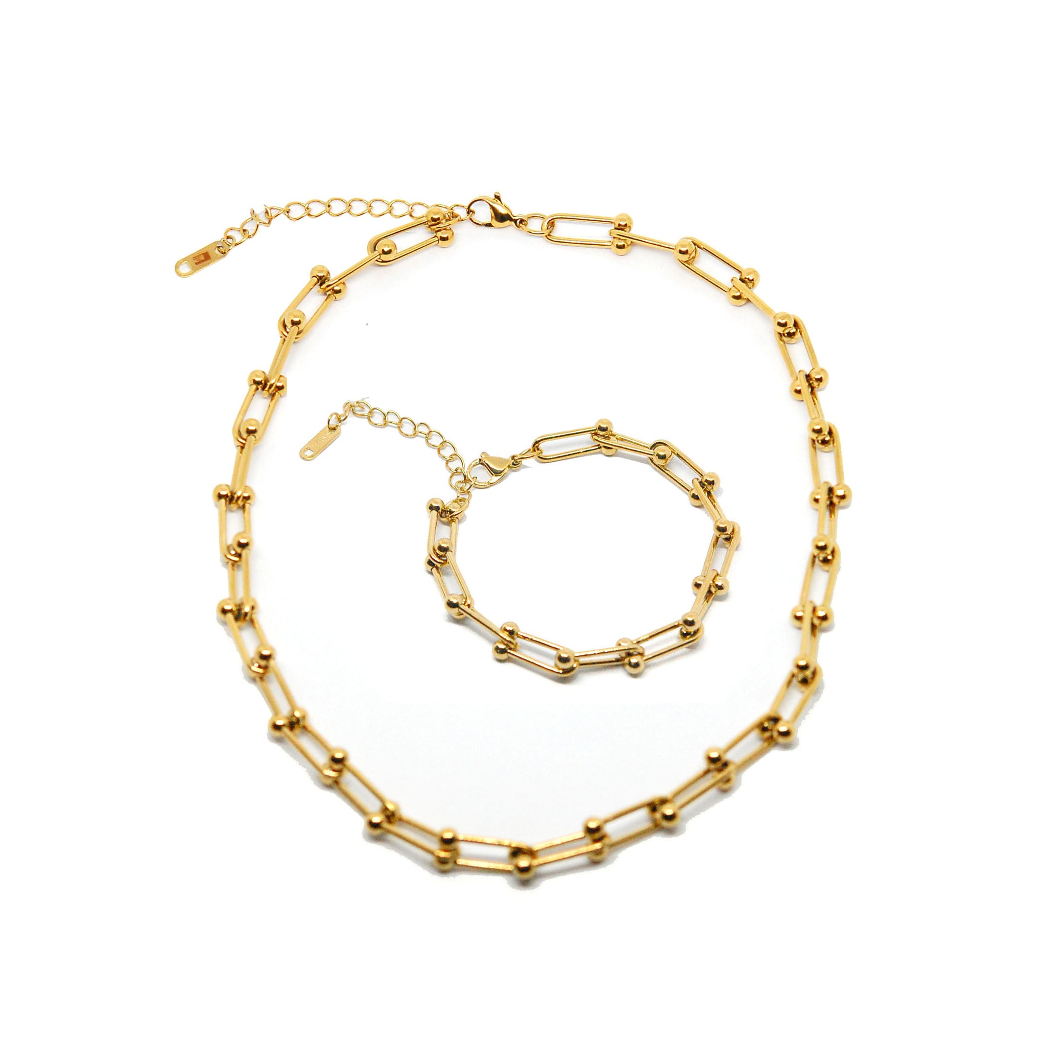 SET 8397: Tiffany All IPG Multi-Link U-Ball Necklace & Bracelet Set