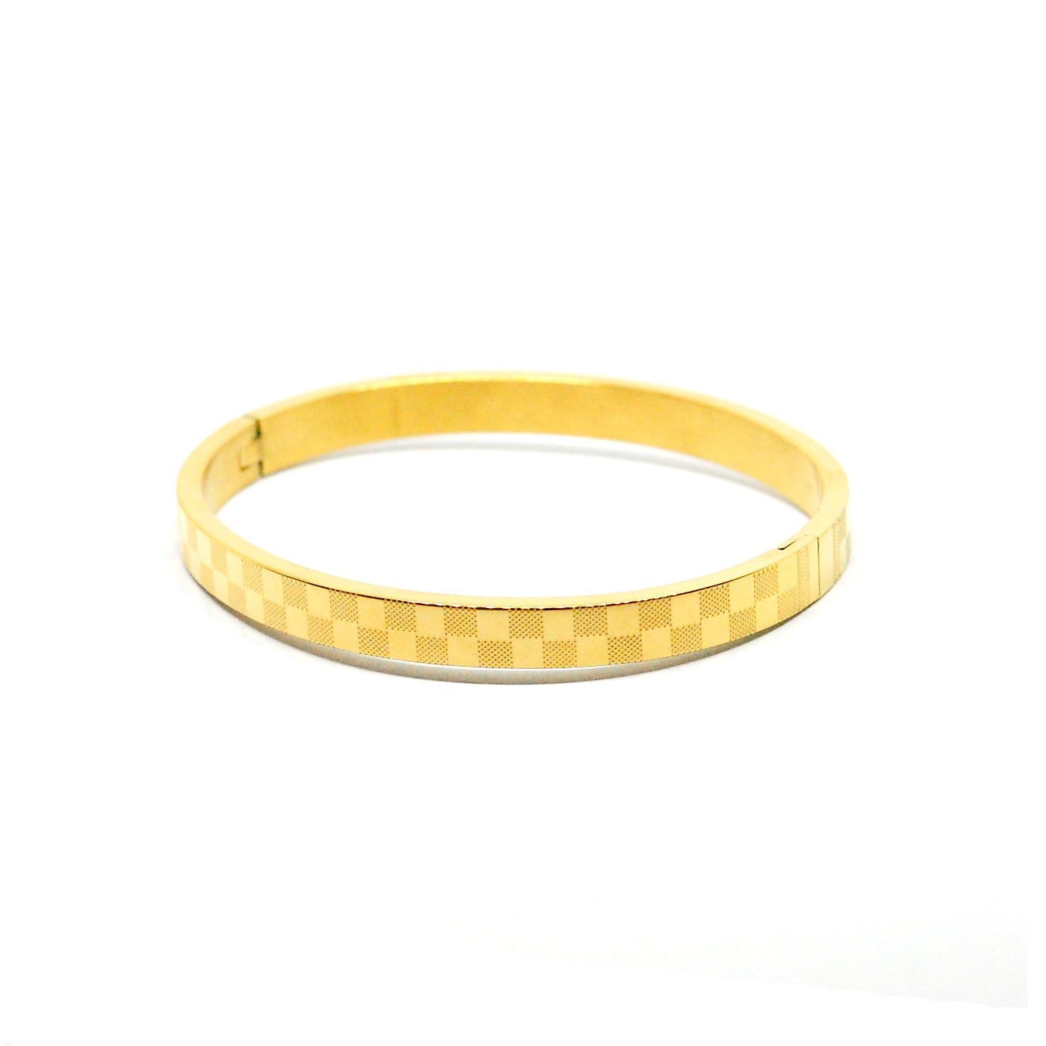 ESBG 8486: All IPG Glossy Louise Stripe Hard Bangle (6mm)