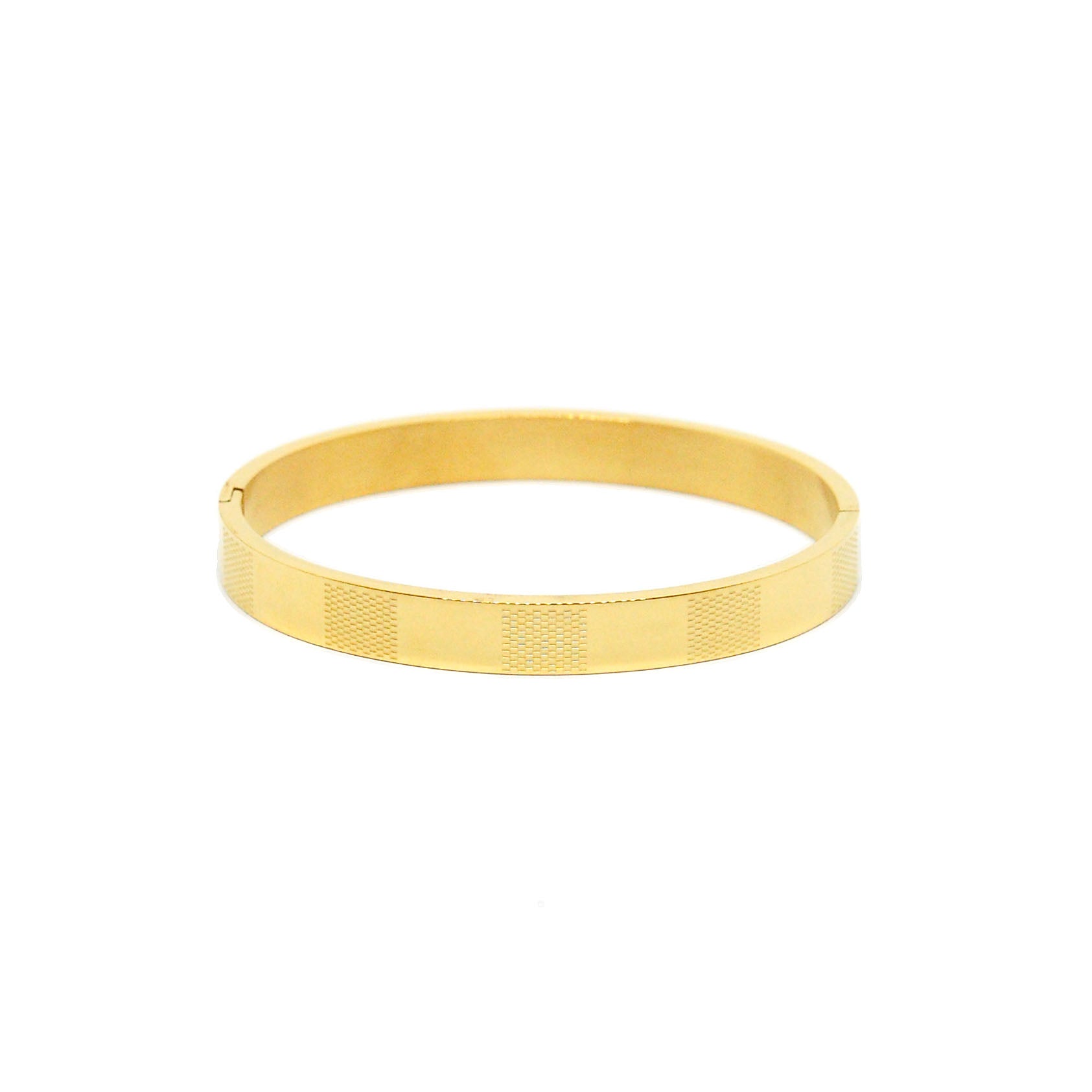 ESBG 8488: All IPG Glossy Louise Stripe Hard Bangle (8mm)