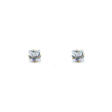 ESE 8531: Gold-Plated 7mm Princess Cut Cz w/ Baby Safe Chapita Earrings