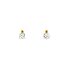 ESE 8531: Gold-Plated 7mm Princess Cut Cz w/ Baby Safe Chapita Earrings