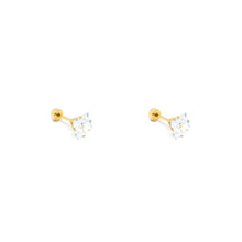 ESE 8531: Gold-Plated 7mm Princess Cut Cz w/ Baby Safe Chapita Earrings