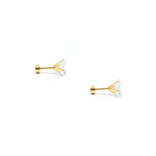 ESE 8531: Gold-Plated 7mm Princess Cut Cz w/ Baby Safe Chapita Earrings