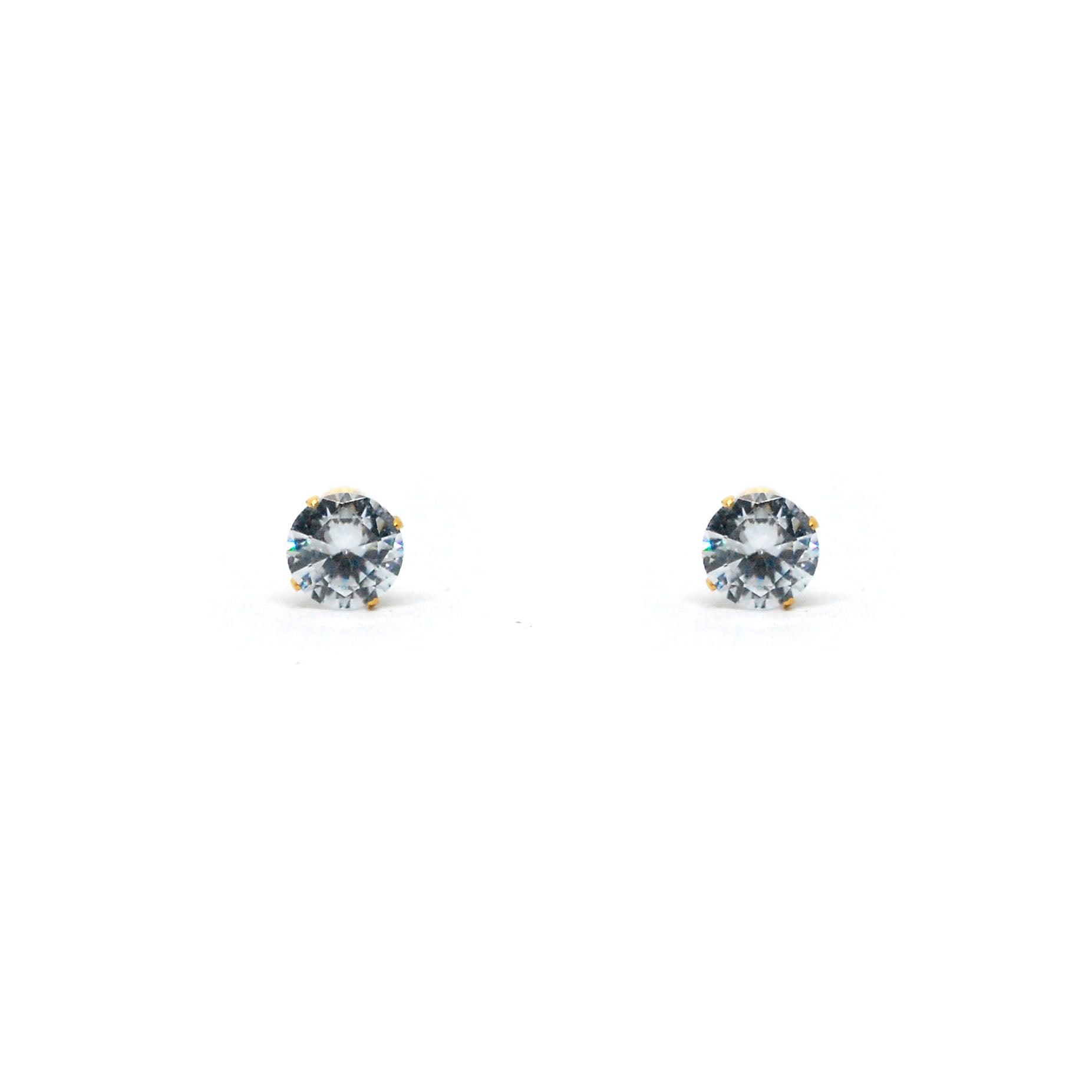 ESE 8535: All IPG 7mm Cz Circle Studs w/ Baby Safe Chapita Earrings