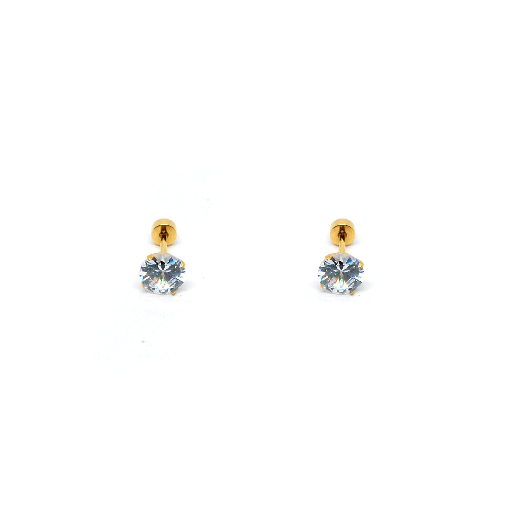 ESE 8535: All IPG 7mm Cz Circle Studs w/ Baby Safe Chapita Earrings