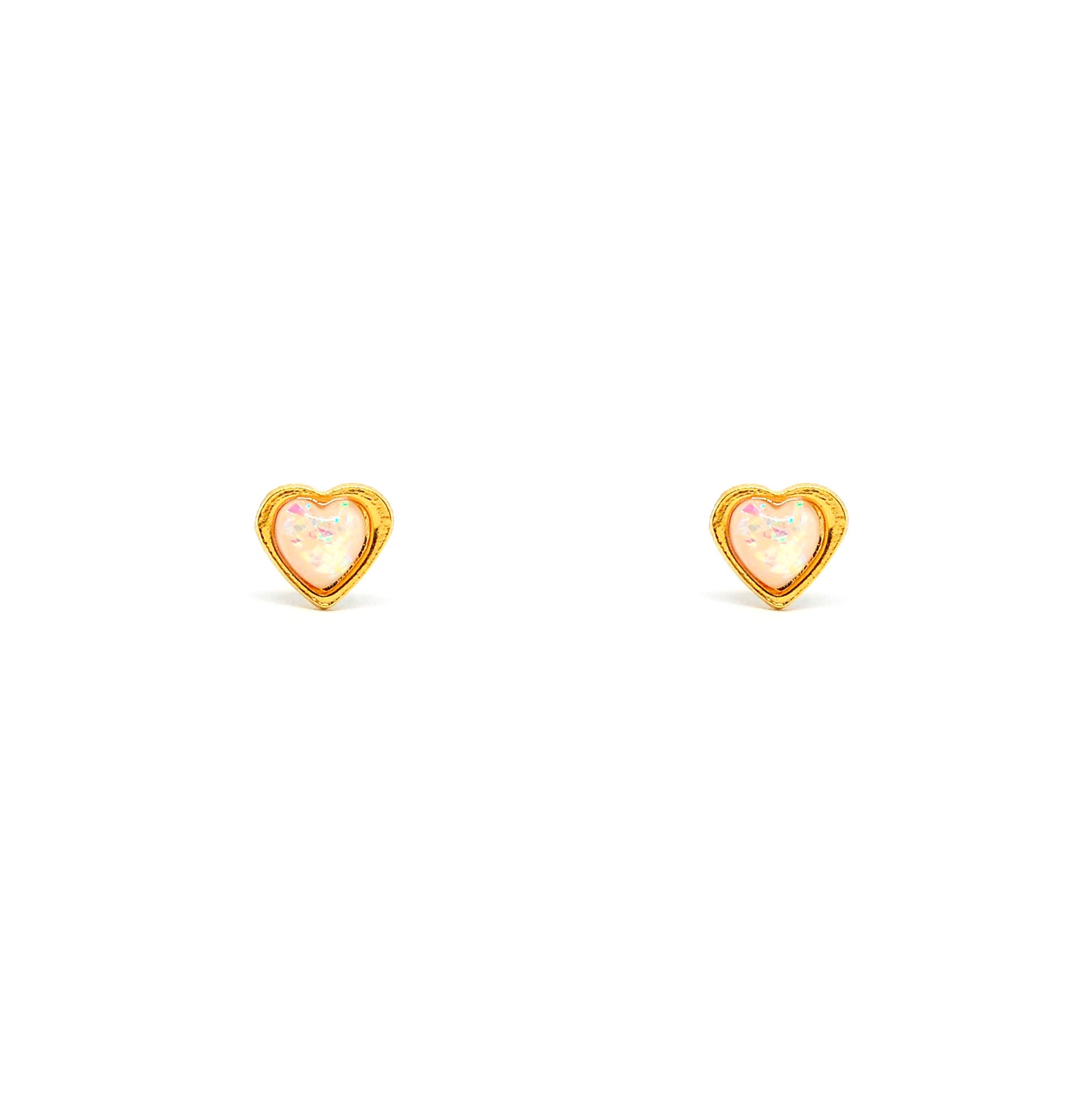 ESE 8536: All IPG Enclosed Heart 6mm Special Stone Studs w/ Baby Safe Chapita Earrings