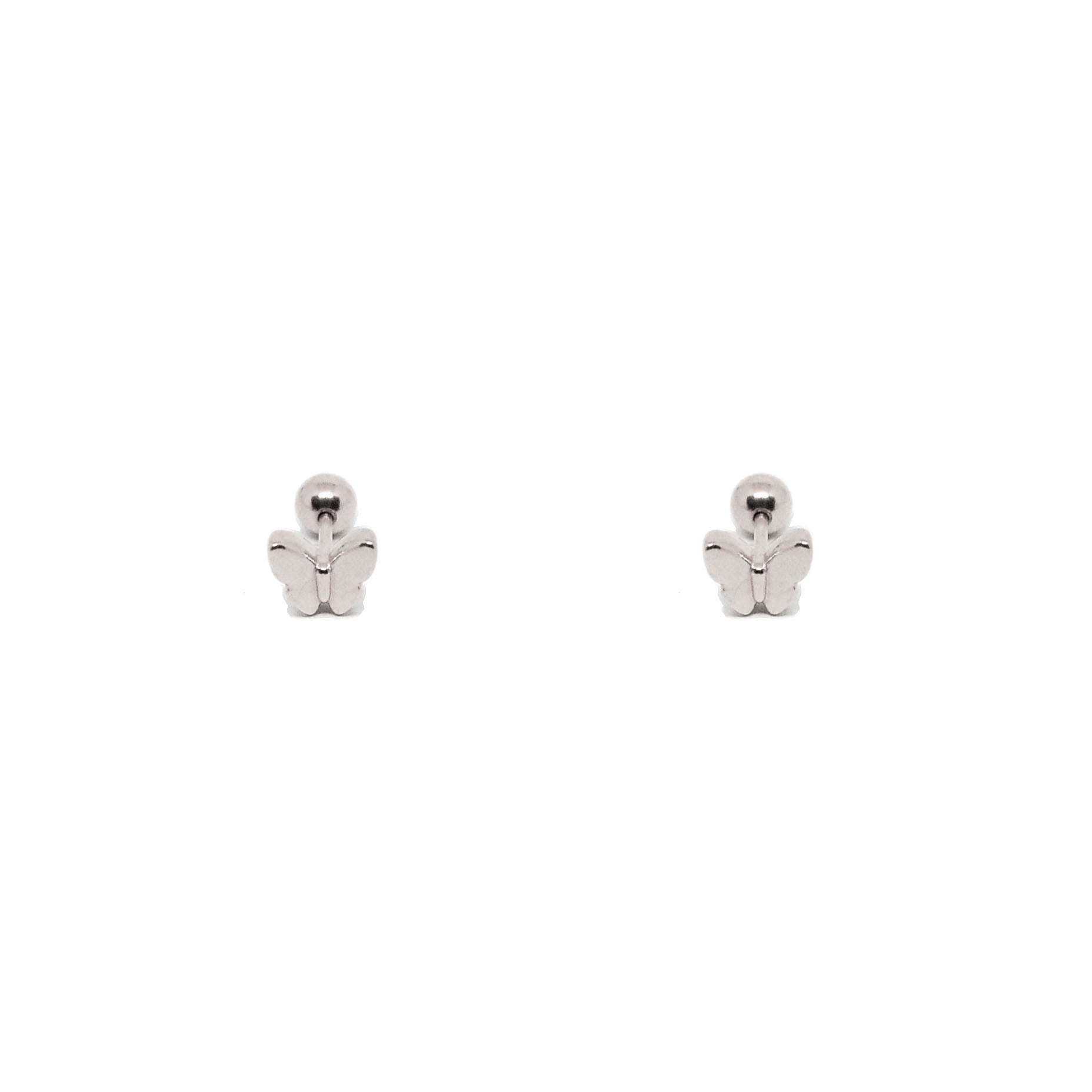 ESE 8540: Solid Butterfly Studs w/ Child Safe Ball Chapita