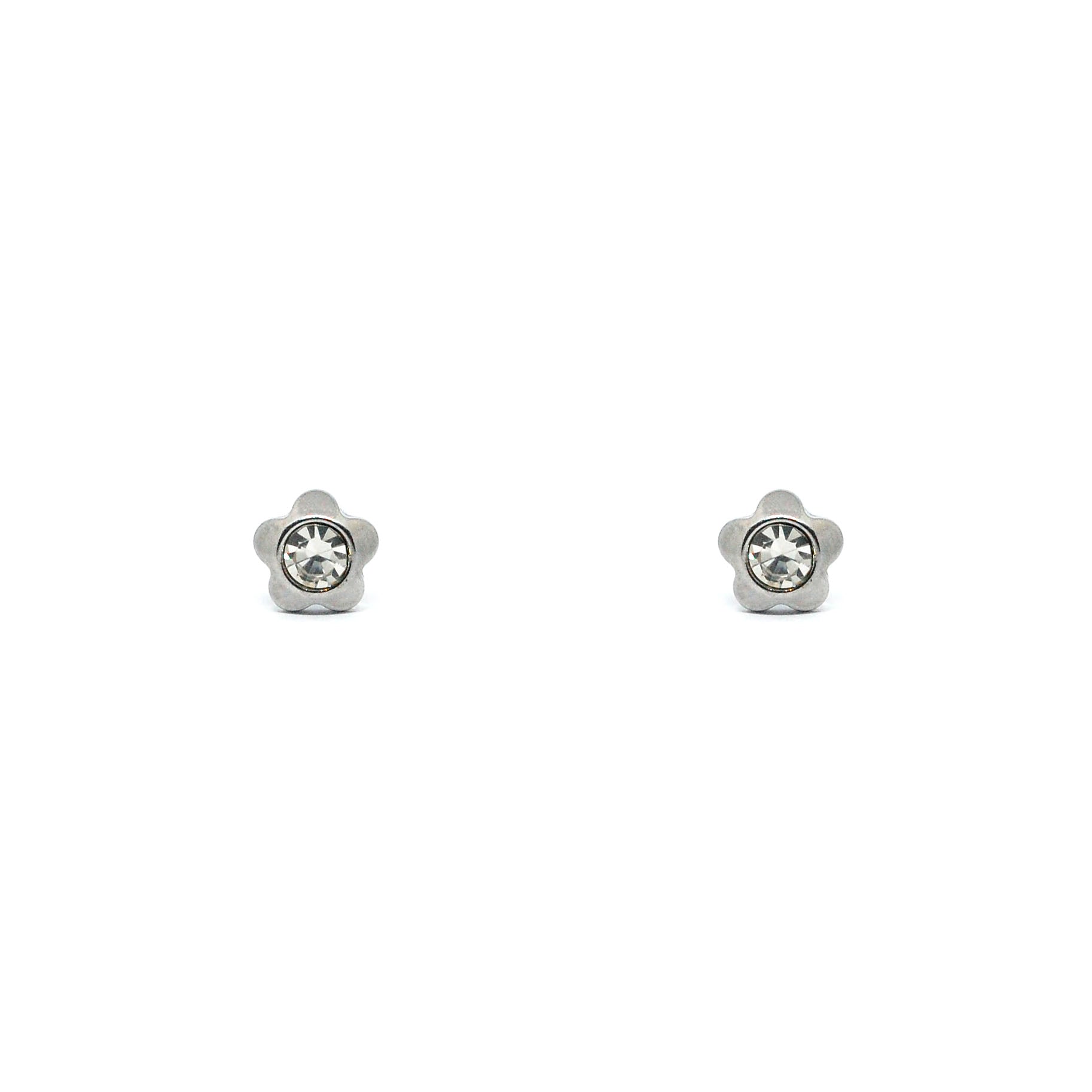 ESE 8542: Petal Flower w/ 4mm Cz Ctr & Baby Safe Chapita Earrings