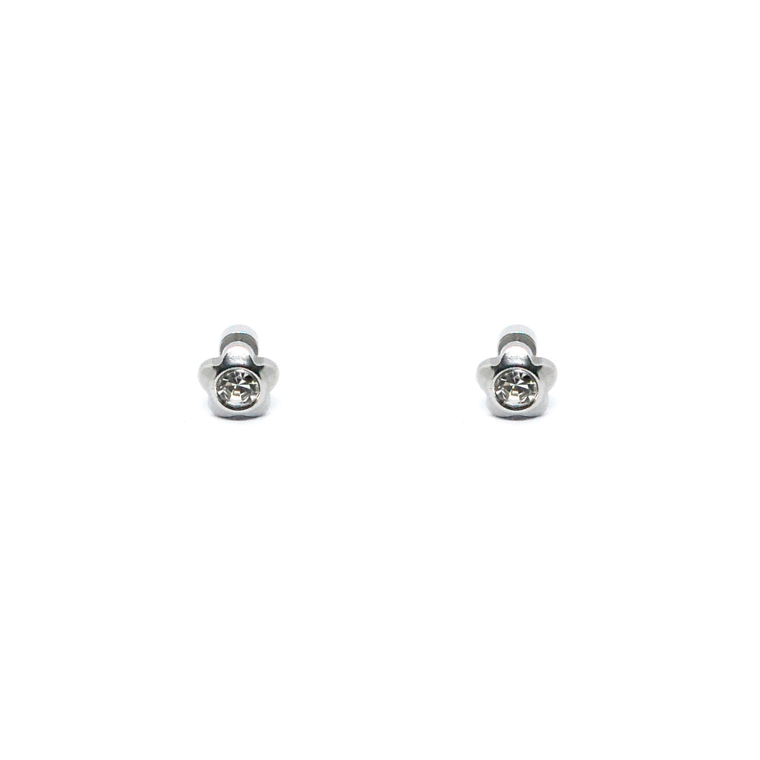 ESE 8542: Petal Flower w/ 4mm Cz Ctr & Baby Safe Chapita Earrings
